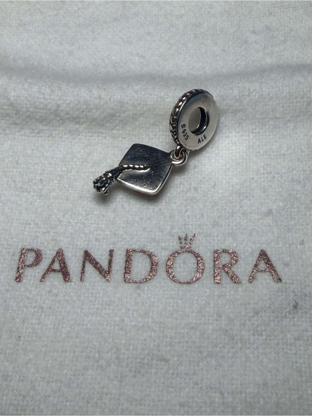 Pandora Silver Graduation Cap Dangle Charm with Dark Accent
